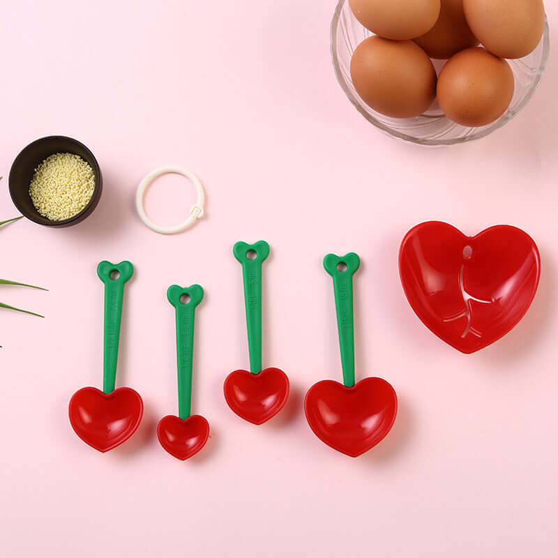 5 Sets Heart Shape Measuring Spoons Tea Spoons Kitchen Flour Sugar Seasoning Baking Tools Wedding Supplies