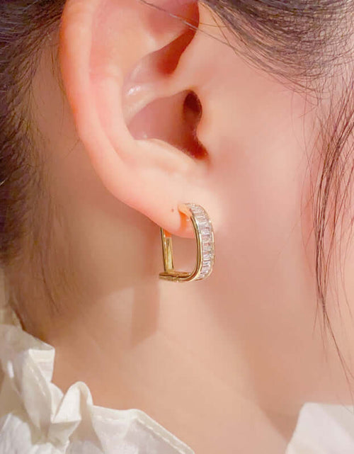Load image into Gallery viewer, Letter D Zircon Metal Refined Simple Earrings
