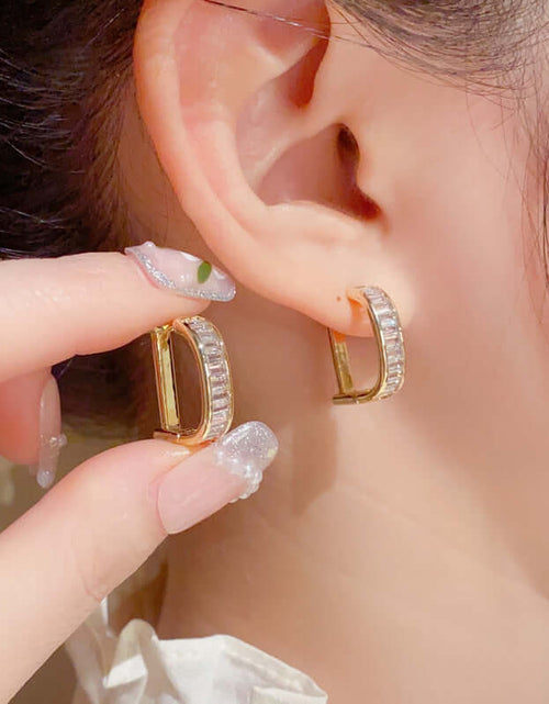 Load image into Gallery viewer, Letter D Zircon Metal Refined Simple Earrings
