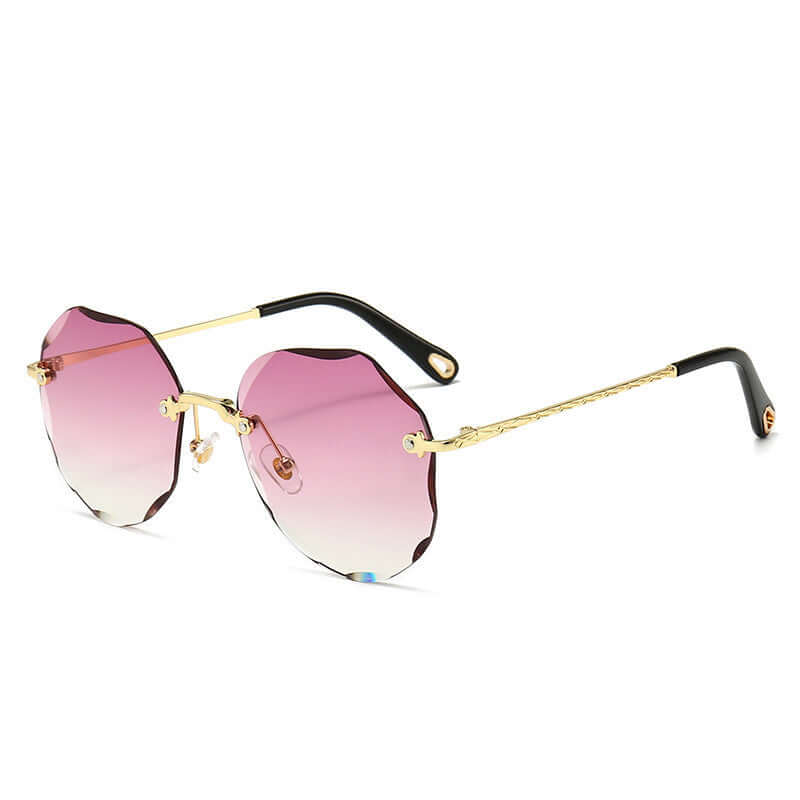 Polygonal Sunglasses for Women Rimless Cropped Sunglasses