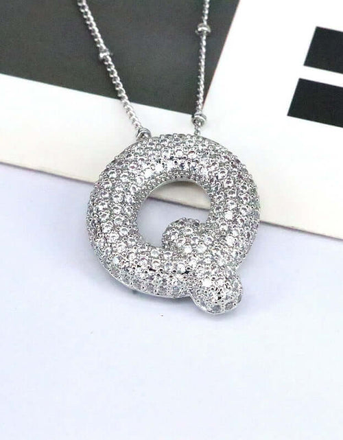 Load image into Gallery viewer, Brass Zircon Bubble Balloon Letter Pendant Necklace For Women
