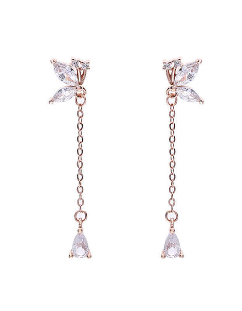 Load image into Gallery viewer, S925 Butterfly Zircon Tassel Earrings Women&#39;s Niche Exquisite Long Earrings Jewelry
