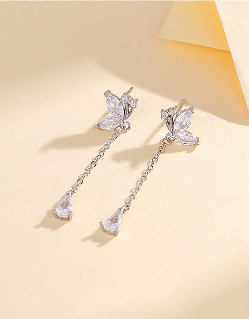Load image into Gallery viewer, S925 Butterfly Zircon Tassel Earrings Women&#39;s Niche Exquisite Long Earrings Jewelry
