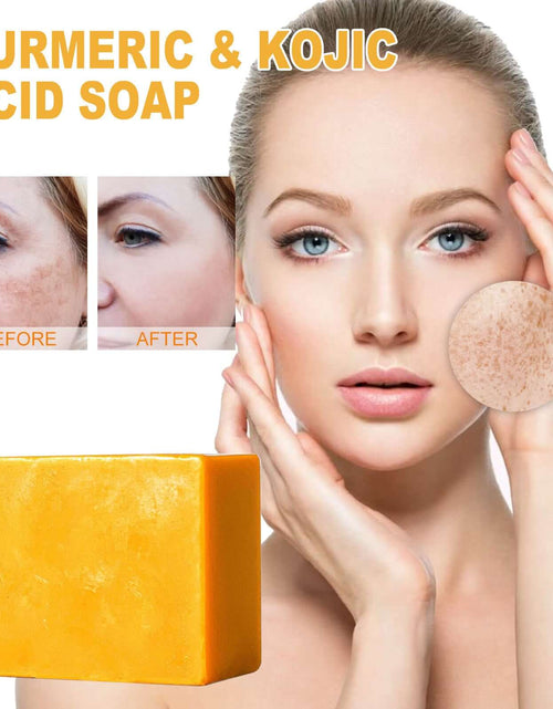Load image into Gallery viewer, Turmeric And Kojic Acid Soap Gently Clean Facial Fading Spots Brighten Skin Color Hydrating Moisturizing
