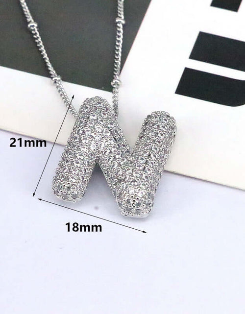 Load image into Gallery viewer, Brass Zircon Bubble Balloon Letter Pendant Necklace For Women

