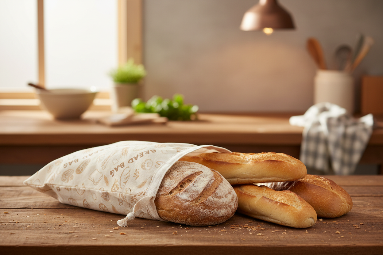 Bread Bag acostada en counter de cocina
