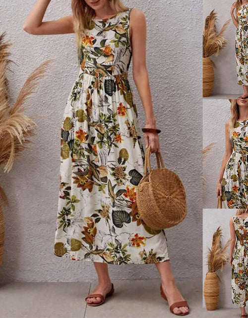 Load image into Gallery viewer, 2024 Summer Vacation Style Skirt Women&#39;s Fashion Printed Sleeveless Dress
