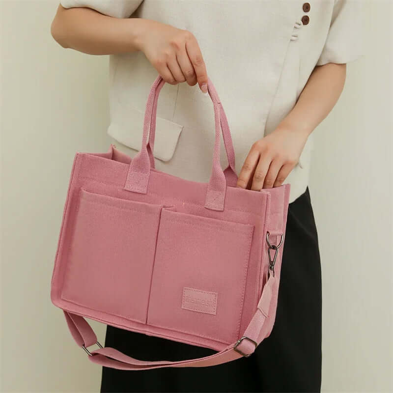 Casual Daily Canvas Tote Shoulder Bags Women Mommy Bag Large Capacity Messenger Multi Pocket Crossbody Chic Reusable Hand Bag