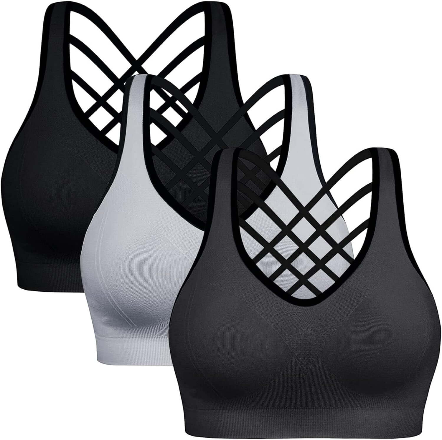 High Impact Sports Bras for Women High Support Adjustable Strappy Padded Sports Bra Workout Bras for Running
