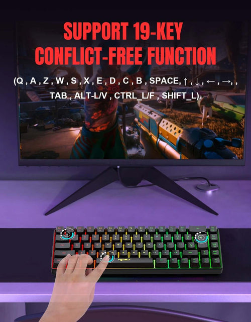 Load image into Gallery viewer, V200 Wired K68 RGB Streamer Mini Gaming Keyboard 19-Key Conflict-Free Membrane Keyboard but Mechanical Feel for Game/Office
