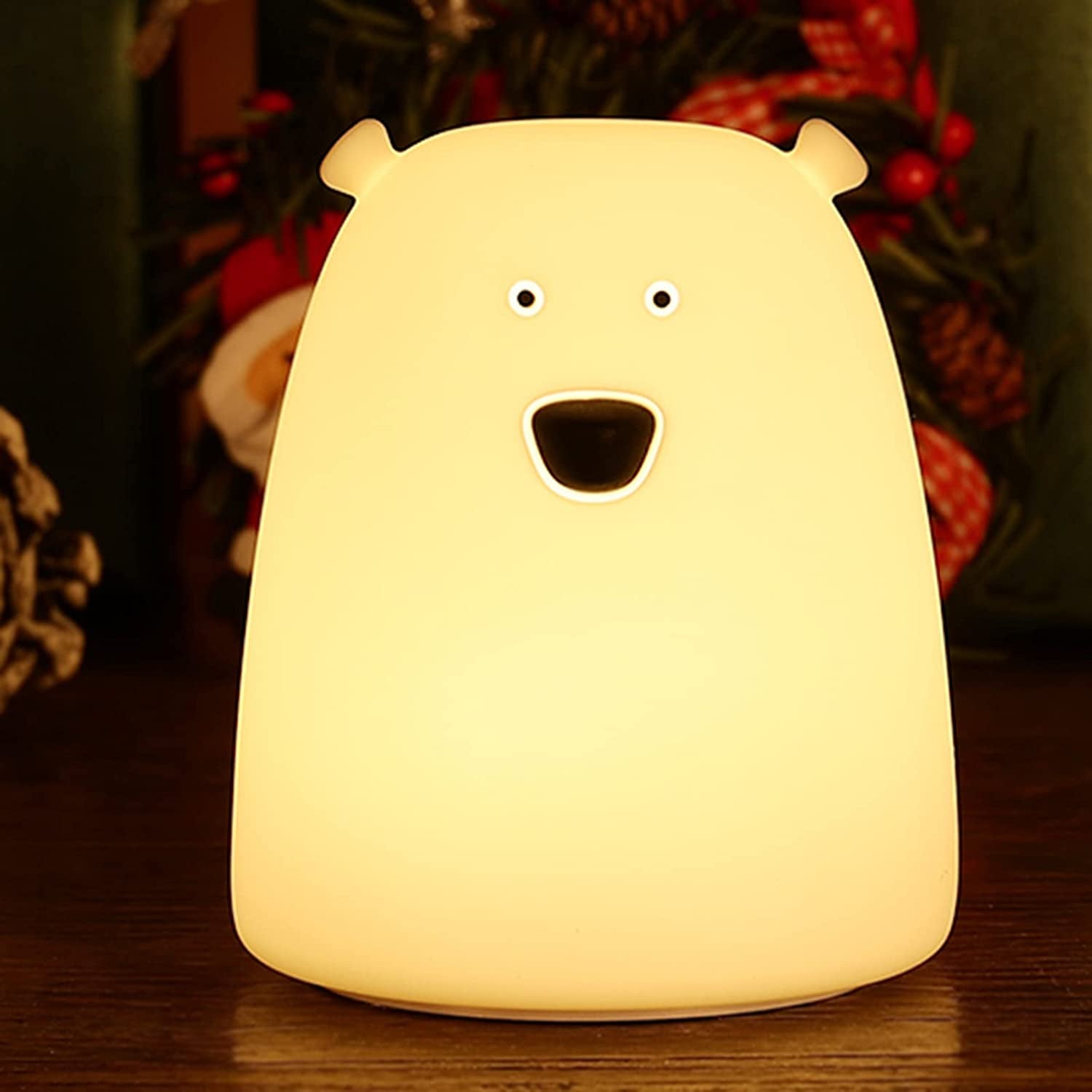 Night Light for Kids, Cute Night Lamp Battery Powered Night Light for Kids Silicone Soft LED Nightlights, Baby Nursery Squishy Light Birthday Gifts for Girls and Boys(Little Bear)