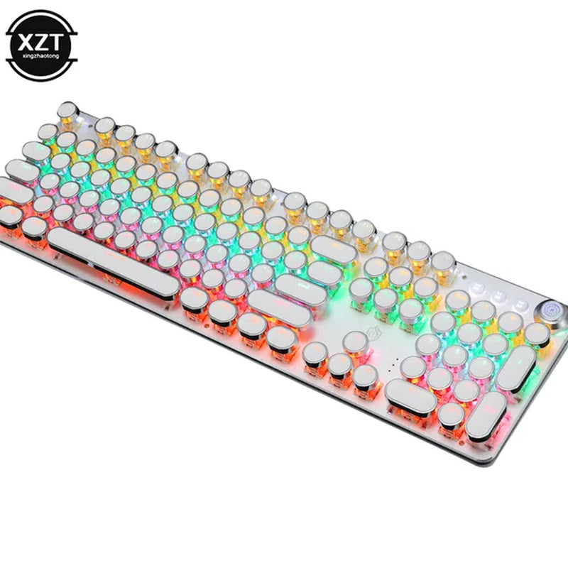 Gaming Mechanical Keyboard Retro Punk USB Wired LED 23 Mode RGB Backlit Switch 104 Keys Full Keypad Green Axis for Computer Game