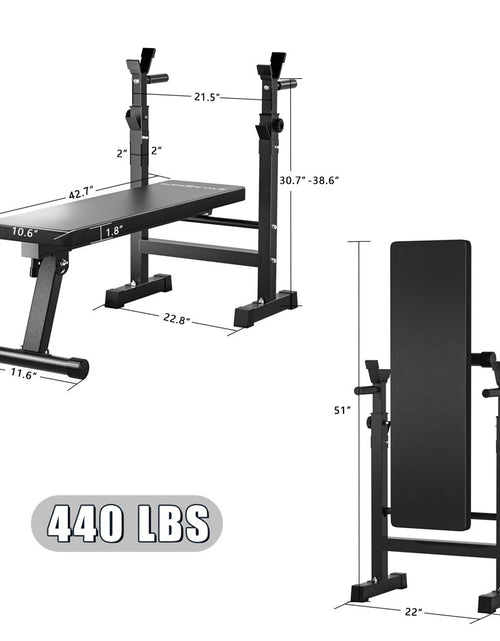 Load image into Gallery viewer, Folding Weight Bench Home Gym Adjustable Strength Training Adjustable Barbell Rack
