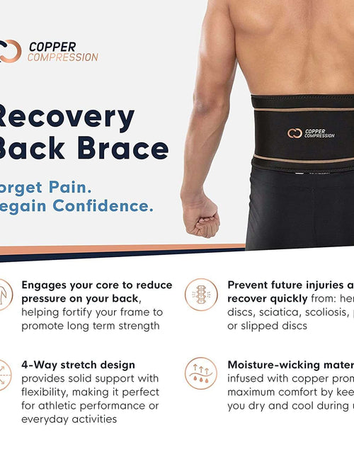 Load image into Gallery viewer, Back Brace - Copper Infused Orthopedic Lower Lumbar Support Belt. Relieves Muscle &amp; Ligament Strain, Arthritis, Osteoporosis, Hernia, Ruptured Disc, Sciatica, Scoliosis, Fits Men &amp; Women
