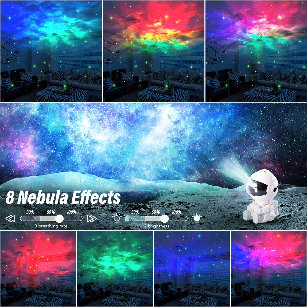 Astronaut Projector Night Light, Star Projector Galaxy Night Light, Astronaut Starry Nebula Ceiling LED Lamp with Timer and Remote, Gift for Kids Adults for Bedroom, Christmas, Birthdays, White