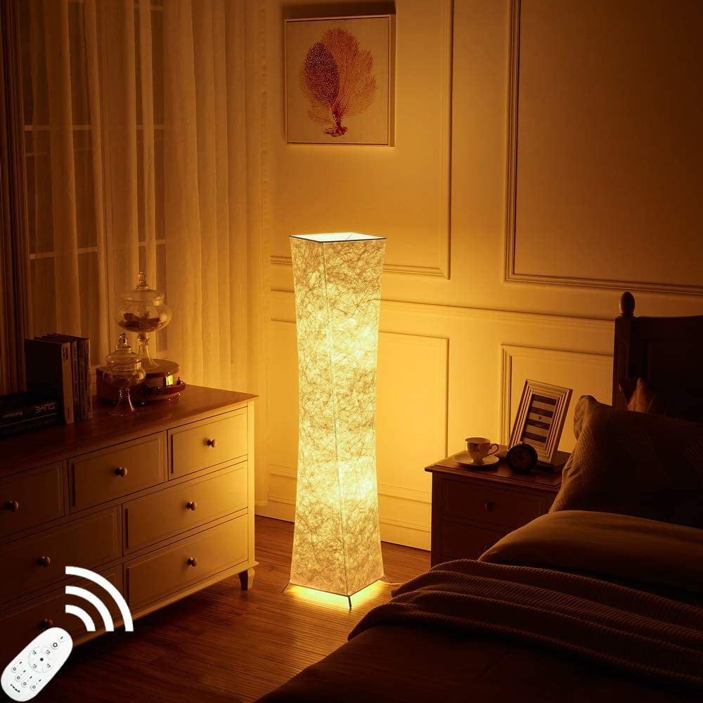 52" Creative LED Floor Lamp Softlighting Contemporary Standing Modern Twisted Design Floor Lamp with Fabric Shade & 2 Bulbs for Living Room Warm Atmosphere