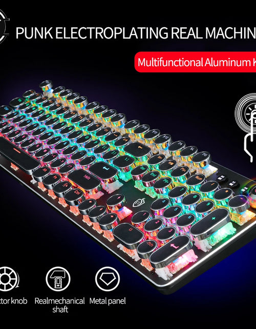 Load image into Gallery viewer, Gaming Mechanical Keyboard Retro Punk USB Wired LED 23 Mode RGB Backlit Switch 104 Keys Full Keypad Green Axis for Computer Game
