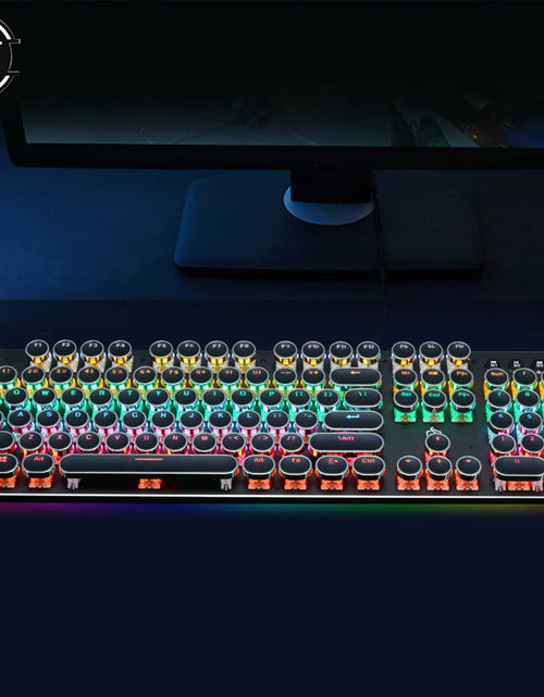 Load image into Gallery viewer, Gaming Mechanical Keyboard Retro Punk USB Wired LED 23 Mode RGB Backlit Switch 104 Keys Full Keypad Green Axis for Computer Game
