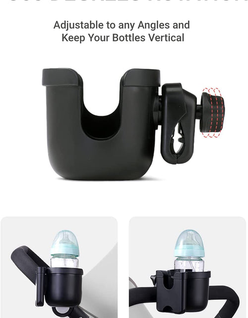 Load image into Gallery viewer, Universal Cup Holder, Stroller Cup Holder with Phone Holder, Stroller Accessories , Bike Water Bottle Holder, Treadmill, Wheelchair(Black)
